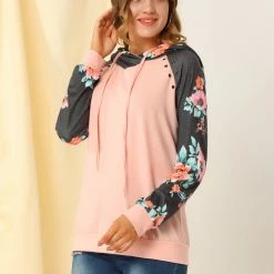 Allegra K Women's Floral Hoodie Tops Long Sleeve Pullover Hooded Sweatshirt 25 Allegra K Women's Floral Hoodie Tops Long Sleeve Pullover Hooded Sweatshirt