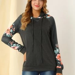 Allegra K Women's Floral Hoodie Tops Long Sleeve Pullover Hooded Sweatshirt 18 Allegra K Women's Floral Hoodie Tops Long Sleeve Pullover Hooded Sweatshirt