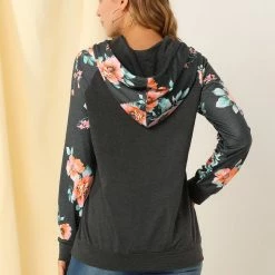 Allegra K Women's Floral Hoodie Tops Long Sleeve Pullover Hooded Sweatshirt 20 Allegra K Women's Floral Hoodie Tops Long Sleeve Pullover Hooded Sweatshirt
