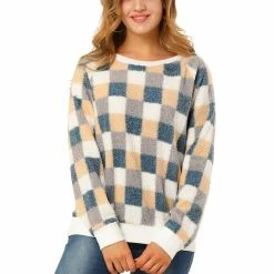 Allegra K Women's Plaid Sweater Blouse