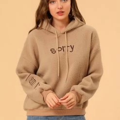 Allegra K Women Lambs Wool Hoodie Fall Winter Hooded Sweatshirt 24 Allegra K Women Lambs Wool Hoodie Fall Winter Hooded Sweatshirt