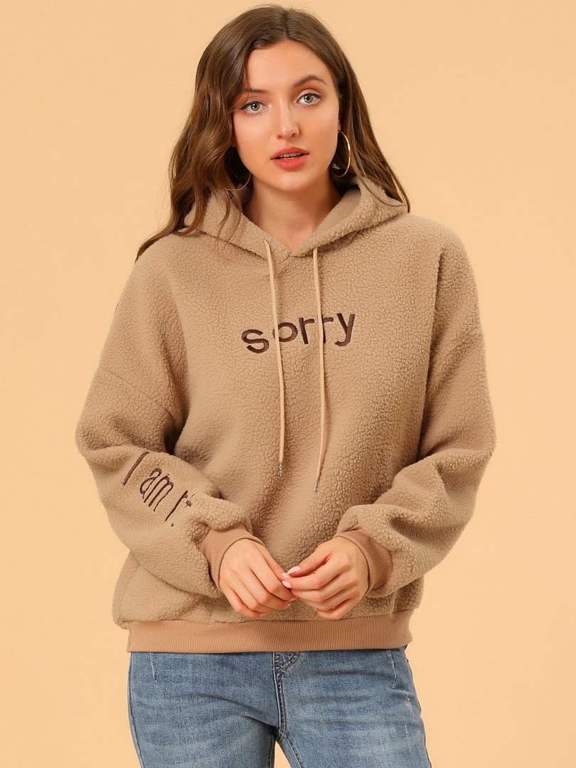 Allegra K Women Lambs Wool Hoodie Fall Winter Hooded Sweatshirt 12 Allegra K Women Lambs Wool Hoodie Fall Winter Hooded Sweatshirt