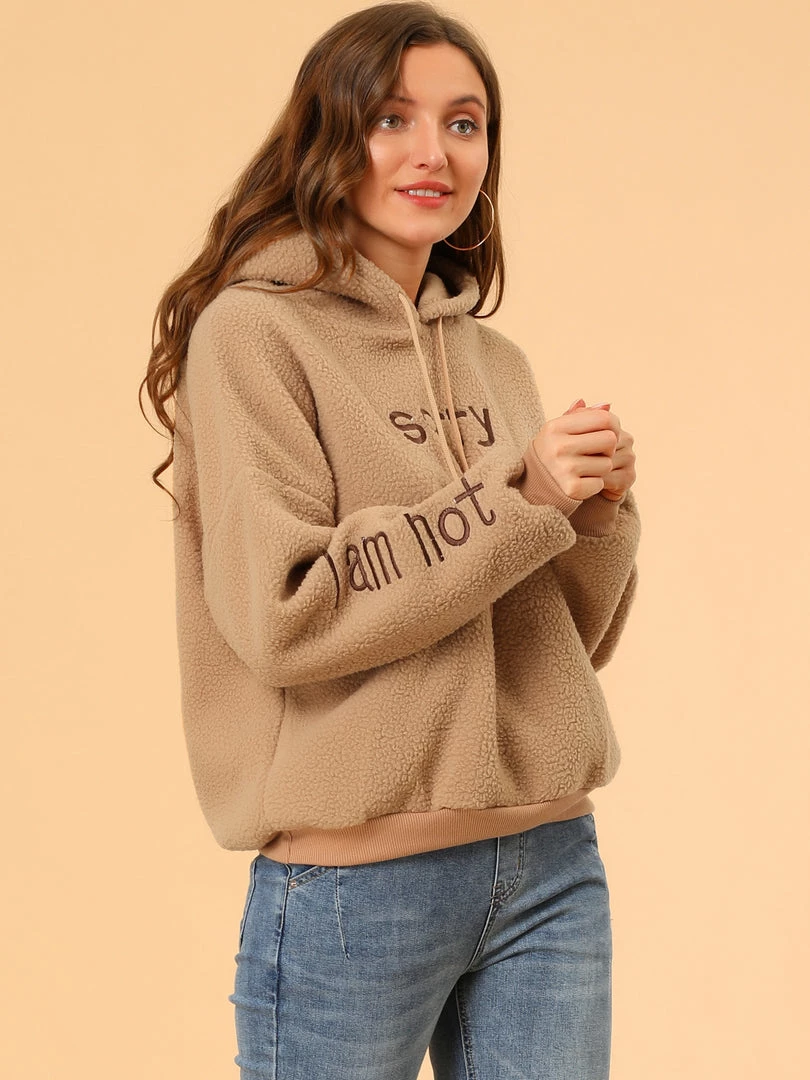 Allegra K Women Lambs Wool Hoodie Fall Winter Hooded Sweatshirt 13 Allegra K Women Lambs Wool Hoodie Fall Winter Hooded Sweatshirt