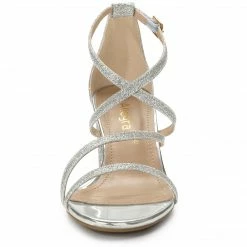 Allegra K Shoes Women's Glitter Crisscross Strap Chunky Heels Sandals 39 Allegra K Shoes Women's Glitter Crisscross Strap Chunky Heels Sandals