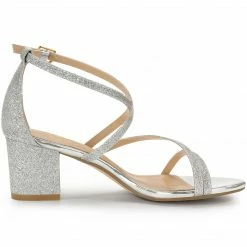 Allegra K Shoes Women's Glitter Crisscross Strap Chunky Heels Sandals 43 Allegra K Shoes Women's Glitter Crisscross Strap Chunky Heels Sandals