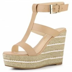 Allegra K Women's Strappy Espadrille Wedge High Platform Sandal Shoes