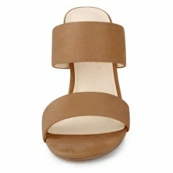 Allegra K Women's Opened Toe Block Heeled Slide Sandals Shoes