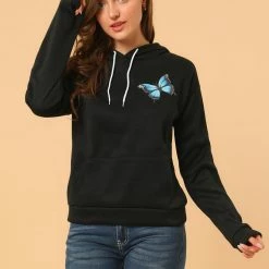 Allegra K Women's Bunny Hoodie Pocket Long Sleeve Cute Sweatshirt Rabbit Ears Pullover Tops