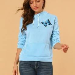 Allegra K Women's Bunny Hoodie Pocket Long Sleeve Cute Sweatshirt Rabbit Ears Pullover Tops