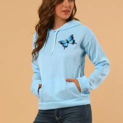 Allegra K Women's Bunny Hoodie Pocket Long Sleeve Cute Sweatshirt Rabbit Ears Pullover Tops