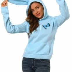Allegra K Women's Bunny Hoodie Pocket Long Sleeve Cute Sweatshirt Rabbit Ears Pullover Tops