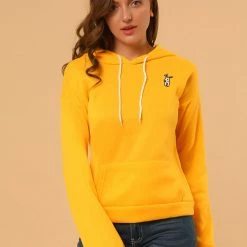 Allegra K Women's Bunny Hoodie Pocket Long Sleeve Cute Sweatshirt Rabbit Ears Pullover Tops