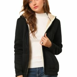Allegra K Women's Fluffy Sherpa Fleece Lined Zip Up Hooded Sweatshirt Jackets 22 Allegra K Women's Fluffy Sherpa Fleece Lined Zip Up Hooded Sweatshirt Jackets