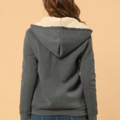 Allegra K Women's Fluffy Sherpa Fleece Lined Zip Up Hooded Sweatshirt Jackets 20 Allegra K Women's Fluffy Sherpa Fleece Lined Zip Up Hooded Sweatshirt Jackets