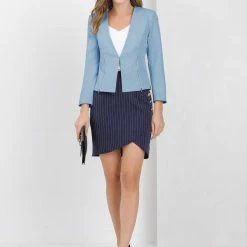 Allegra K Women's Work Office Open Front Zipper Collarless Cropped Blazer 94 Allegra K Women's Work Office Open Front Zipper Collarless Cropped Blazer