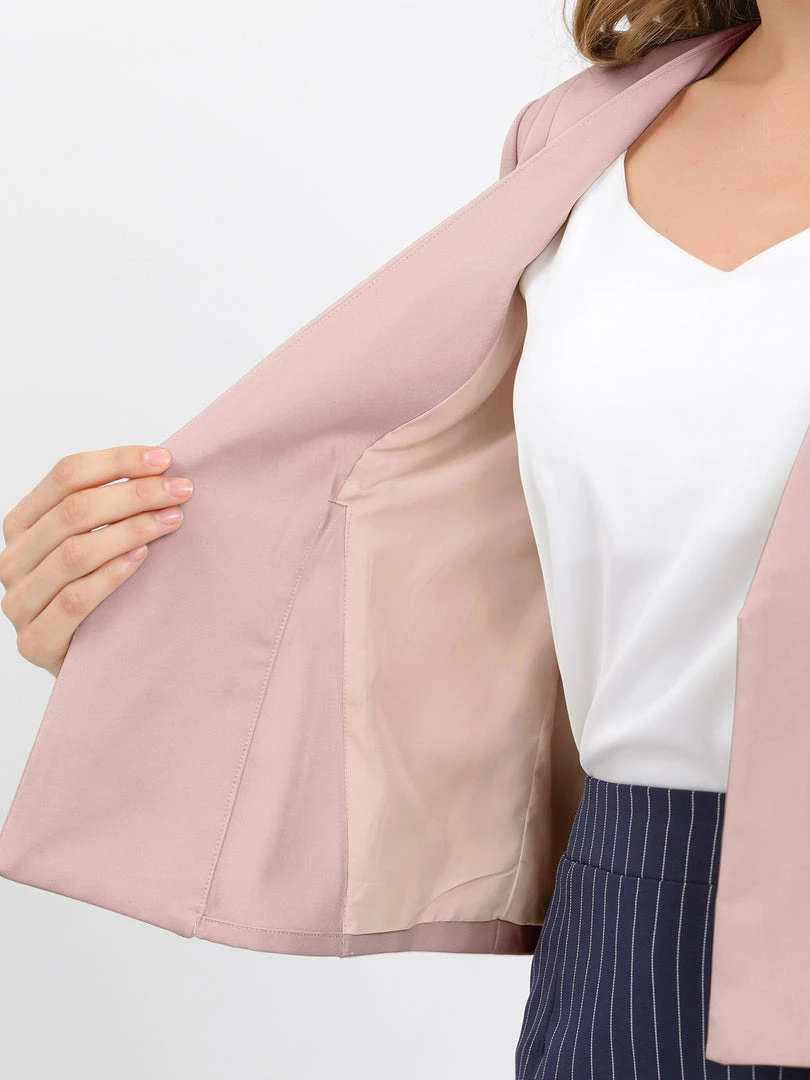 Allegra K Women's Work Office Open Front Zipper Collarless Cropped Blazer 44 Allegra K Women's Work Office Open Front Zipper Collarless Cropped Blazer