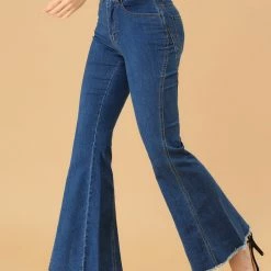 Allegra K Women's Vintage Flare Jean Denim Pants High Waist Stretchy Bell Bottoms Jeans 47 Allegra K Women's Vintage Flare Jean Denim Pants High Waist Stretchy Bell Bottoms Jeans
