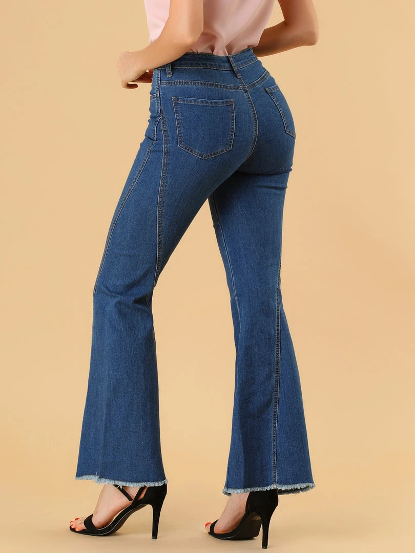 Allegra K Women's Vintage Flare Jean Denim Pants High Waist Stretchy Bell Bottoms Jeans 26 Allegra K Women's Vintage Flare Jean Denim Pants High Waist Stretchy Bell Bottoms Jeans