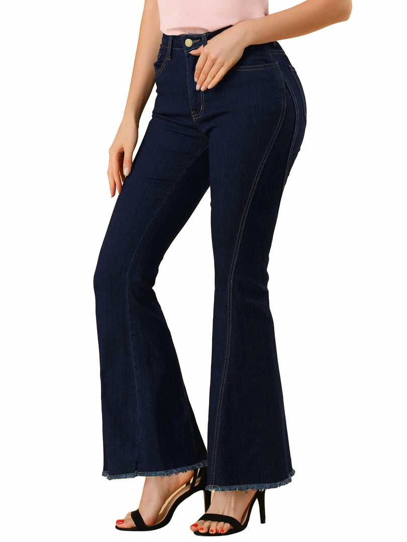Allegra K Women's Vintage Flare Jean Denim Pants High Waist Stretchy Bell Bottoms Jeans 16 Allegra K Women's Vintage Flare Jean Denim Pants High Waist Stretchy Bell Bottoms Jeans