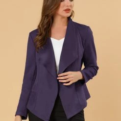 Allegra K Women's Faux Suede Jacket Open Front Lapel Draped Outwear Cardigan 41 Allegra K Women's Faux Suede Jacket Open Front Lapel Draped Outwear Cardigan