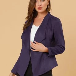 Allegra K Women's Faux Suede Jacket Open Front Lapel Draped Outwear Cardigan 42 Allegra K Women's Faux Suede Jacket Open Front Lapel Draped Outwear Cardigan