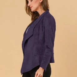 Allegra K Women's Faux Suede Jacket Open Front Lapel Draped Outwear Cardigan 43 Allegra K Women's Faux Suede Jacket Open Front Lapel Draped Outwear Cardigan