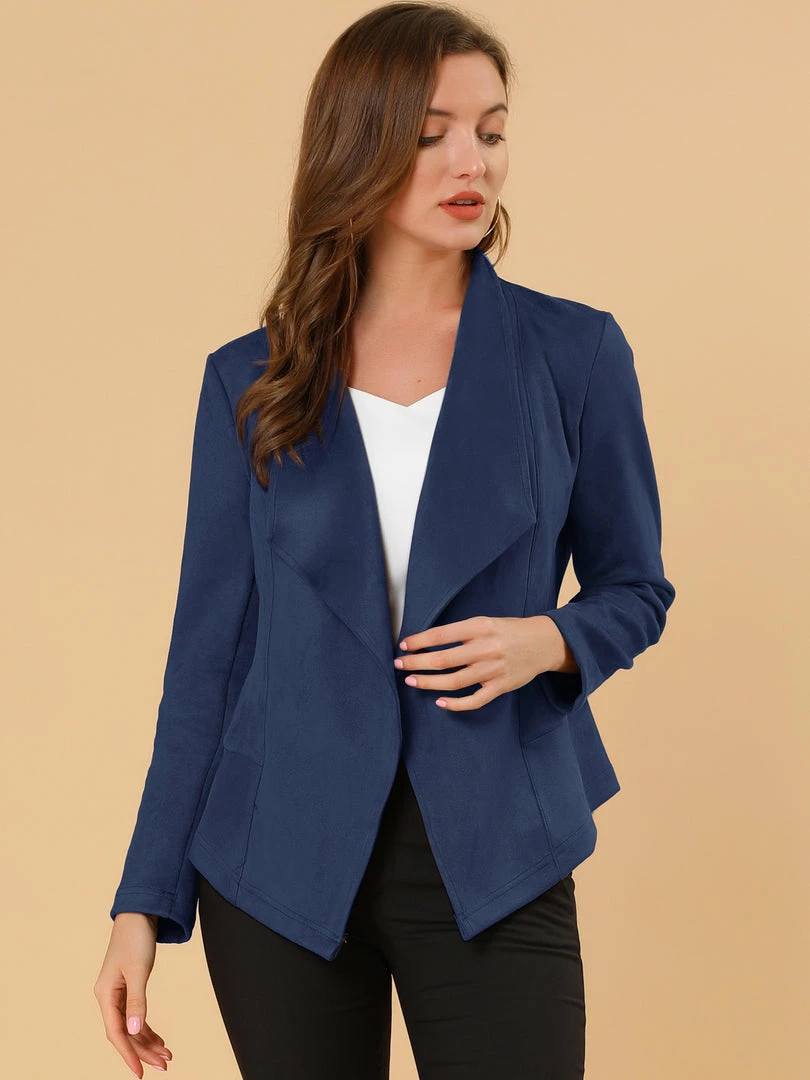 Allegra K Women's Faux Suede Jacket Open Front Lapel Draped Outwear Cardigan 23 Allegra K Women's Faux Suede Jacket Open Front Lapel Draped Outwear Cardigan