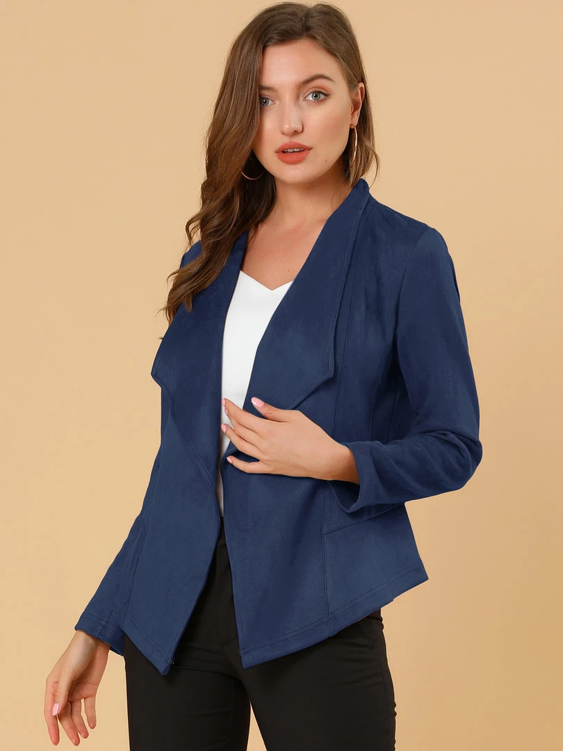 Allegra K Women's Faux Suede Jacket Open Front Lapel Draped Outwear Cardigan 24 Allegra K Women's Faux Suede Jacket Open Front Lapel Draped Outwear Cardigan