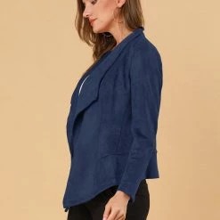 Allegra K Women's Faux Suede Jacket Open Front Lapel Draped Outwear Cardigan 49 Allegra K Women's Faux Suede Jacket Open Front Lapel Draped Outwear Cardigan