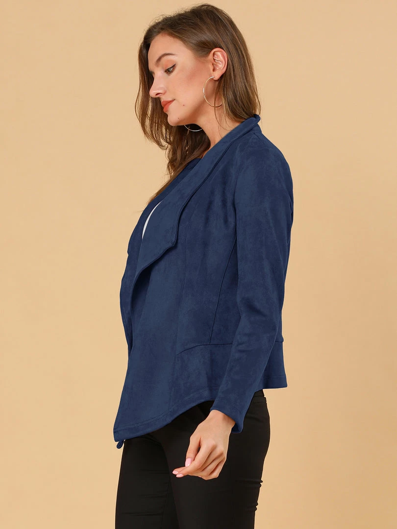 Allegra K Women's Faux Suede Jacket Open Front Lapel Draped Outwear Cardigan 25 Allegra K Women's Faux Suede Jacket Open Front Lapel Draped Outwear Cardigan