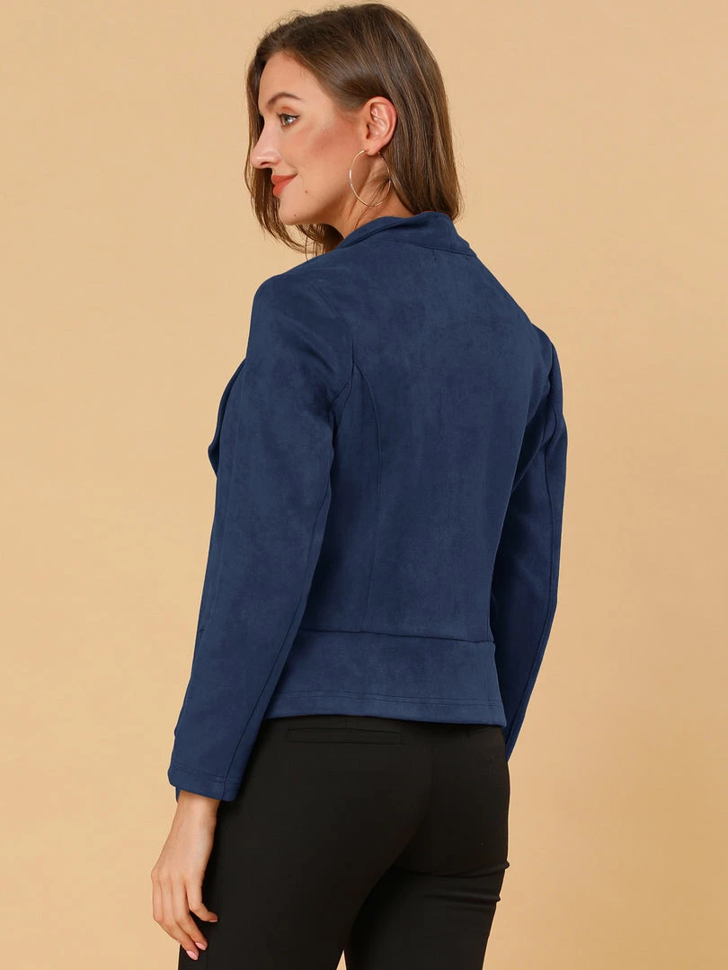 Allegra K Women's Faux Suede Jacket Open Front Lapel Draped Outwear Cardigan 26 Allegra K Women's Faux Suede Jacket Open Front Lapel Draped Outwear Cardigan