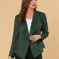 Allegra K Women's Faux Suede Jacket Open Front Lapel Draped Outwear Cardigan 35 Allegra K Women's Faux Suede Jacket Open Front Lapel Draped Outwear Cardigan