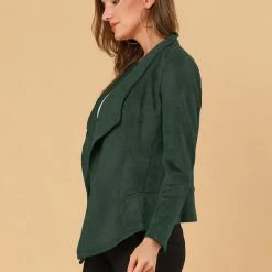 Allegra K Women's Faux Suede Jacket Open Front Lapel Draped Outwear Cardigan 37 Allegra K Women's Faux Suede Jacket Open Front Lapel Draped Outwear Cardigan