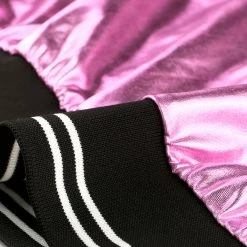 Allegra K Holographic Lightweight Bomber Jacket