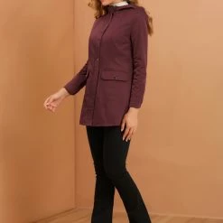 Allegra K Women's Hooded Trenchcoat Windbreaker Lightweight Outdoor Rain Jacket