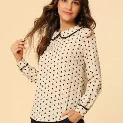 Allegra K Ruffle Peter Pan Collar Long Sleeve Sweet Casual Blouse 111 Allegra K Ruffle Peter Pan Collar Long Sleeve Sweet Casual Blouse