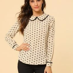 Allegra K Ruffle Peter Pan Collar Long Sleeve Sweet Casual Blouse 113 Allegra K Ruffle Peter Pan Collar Long Sleeve Sweet Casual Blouse