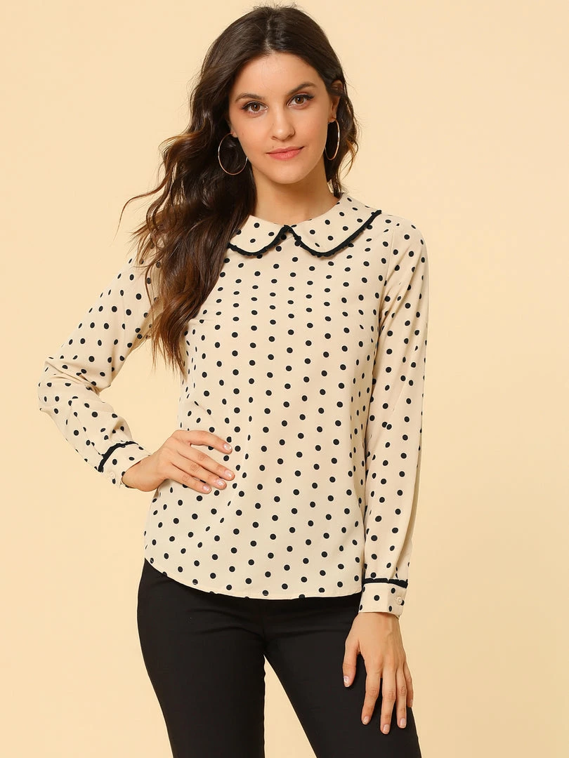 Allegra K Ruffle Peter Pan Collar Long Sleeve Sweet Casual Blouse 42 Allegra K Ruffle Peter Pan Collar Long Sleeve Sweet Casual Blouse