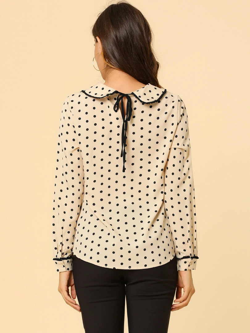 Allegra K Ruffle Peter Pan Collar Long Sleeve Sweet Casual Blouse 43 Allegra K Ruffle Peter Pan Collar Long Sleeve Sweet Casual Blouse