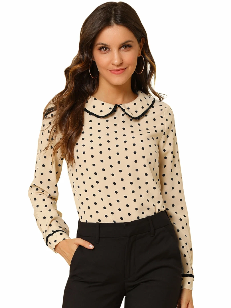 Allegra K Ruffle Peter Pan Collar Long Sleeve Sweet Casual Blouse 39 Allegra K Ruffle Peter Pan Collar Long Sleeve Sweet Casual Blouse