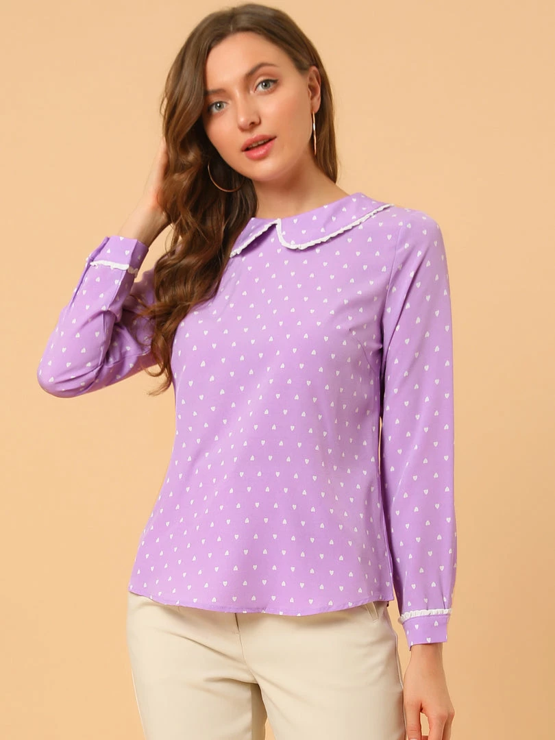 Allegra K Ruffle Peter Pan Collar Long Sleeve Sweet Casual Blouse 64 Allegra K Ruffle Peter Pan Collar Long Sleeve Sweet Casual Blouse