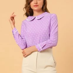 Allegra K Ruffle Peter Pan Collar Long Sleeve Sweet Casual Blouse 136 Allegra K Ruffle Peter Pan Collar Long Sleeve Sweet Casual Blouse