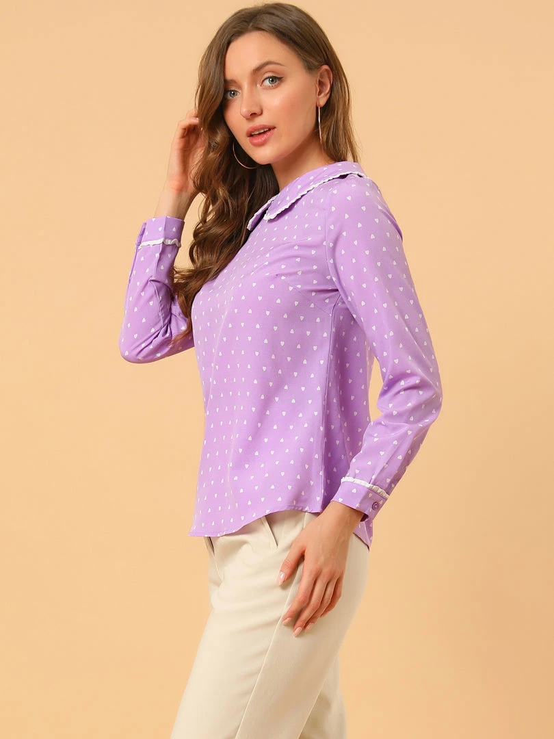 Allegra K Ruffle Peter Pan Collar Long Sleeve Sweet Casual Blouse 66 Allegra K Ruffle Peter Pan Collar Long Sleeve Sweet Casual Blouse