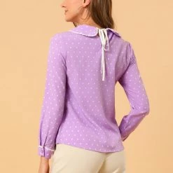 Allegra K Ruffle Peter Pan Collar Long Sleeve Sweet Casual Blouse 138 Allegra K Ruffle Peter Pan Collar Long Sleeve Sweet Casual Blouse