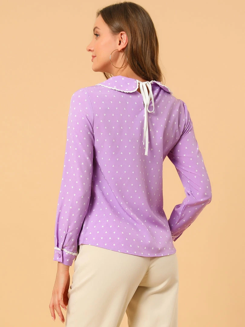 Allegra K Ruffle Peter Pan Collar Long Sleeve Sweet Casual Blouse 67 Allegra K Ruffle Peter Pan Collar Long Sleeve Sweet Casual Blouse