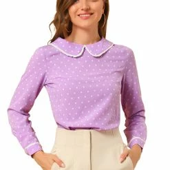 Allegra K Ruffle Peter Pan Collar Long Sleeve Sweet Casual Blouse 134 Allegra K Ruffle Peter Pan Collar Long Sleeve Sweet Casual Blouse
