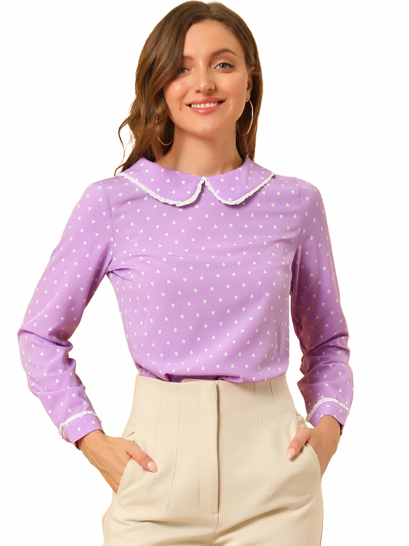 Allegra K Ruffle Peter Pan Collar Long Sleeve Sweet Casual Blouse 63 Allegra K Ruffle Peter Pan Collar Long Sleeve Sweet Casual Blouse