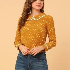 Allegra K Ruffle Peter Pan Collar Long Sleeve Sweet Casual Blouse 130 Allegra K Ruffle Peter Pan Collar Long Sleeve Sweet Casual Blouse