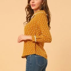 Allegra K Ruffle Peter Pan Collar Long Sleeve Sweet Casual Blouse 131 Allegra K Ruffle Peter Pan Collar Long Sleeve Sweet Casual Blouse