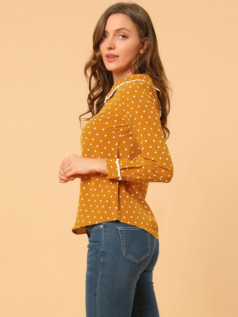 Allegra K Ruffle Peter Pan Collar Long Sleeve Sweet Casual Blouse 60 Allegra K Ruffle Peter Pan Collar Long Sleeve Sweet Casual Blouse